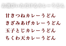 カレーうどんお選びいただけます